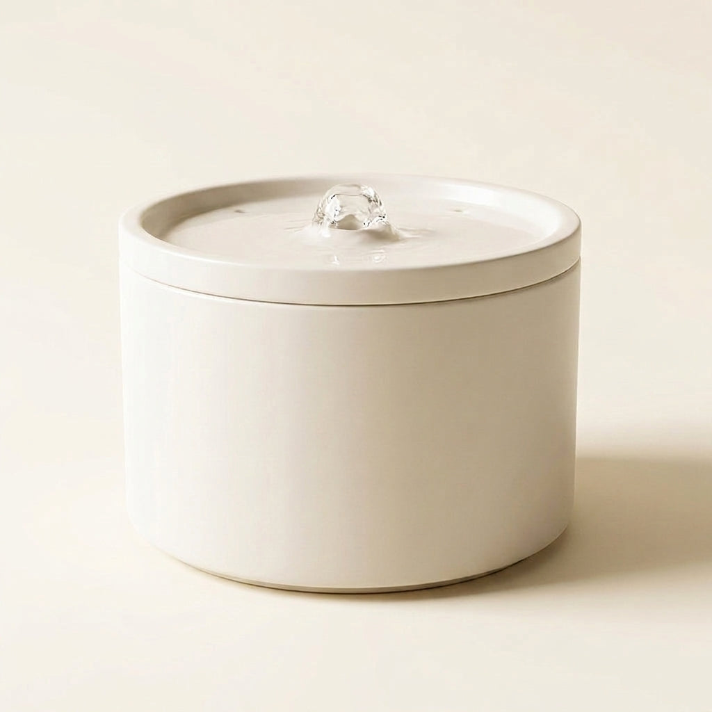 Fontaine à eau silencieuse pour chat en céramique crème Miaou & Sens